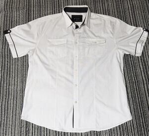 Knockout Jeans Button Up Shirt Mens 3XB Roll Tab Sleeves White Black